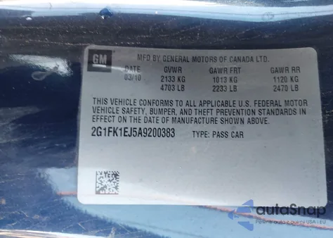 2010 Chevrolet Camaro 2Ss z USA, uszkodzony, nr VIN 2G1FK1EJ5A9200383